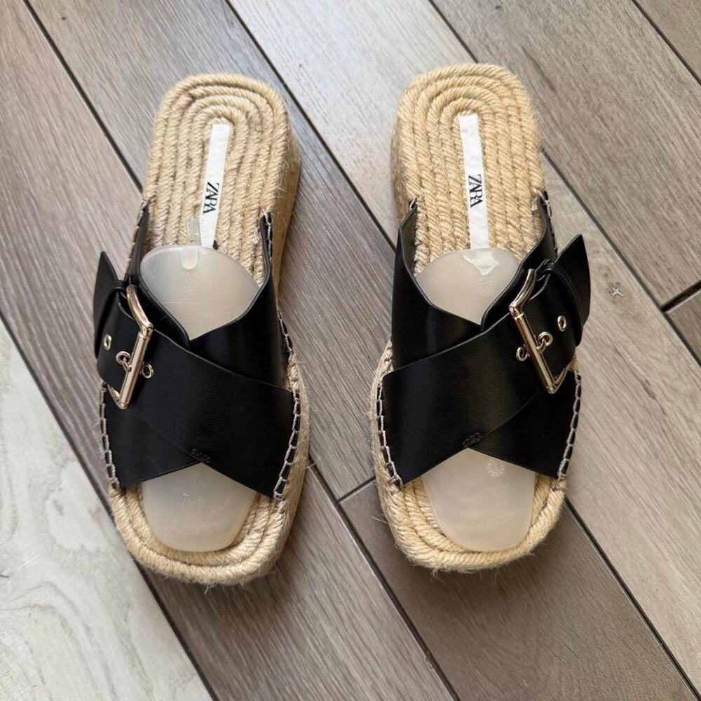 Zara platform espadrille slide sandals - Picture 2 of 8